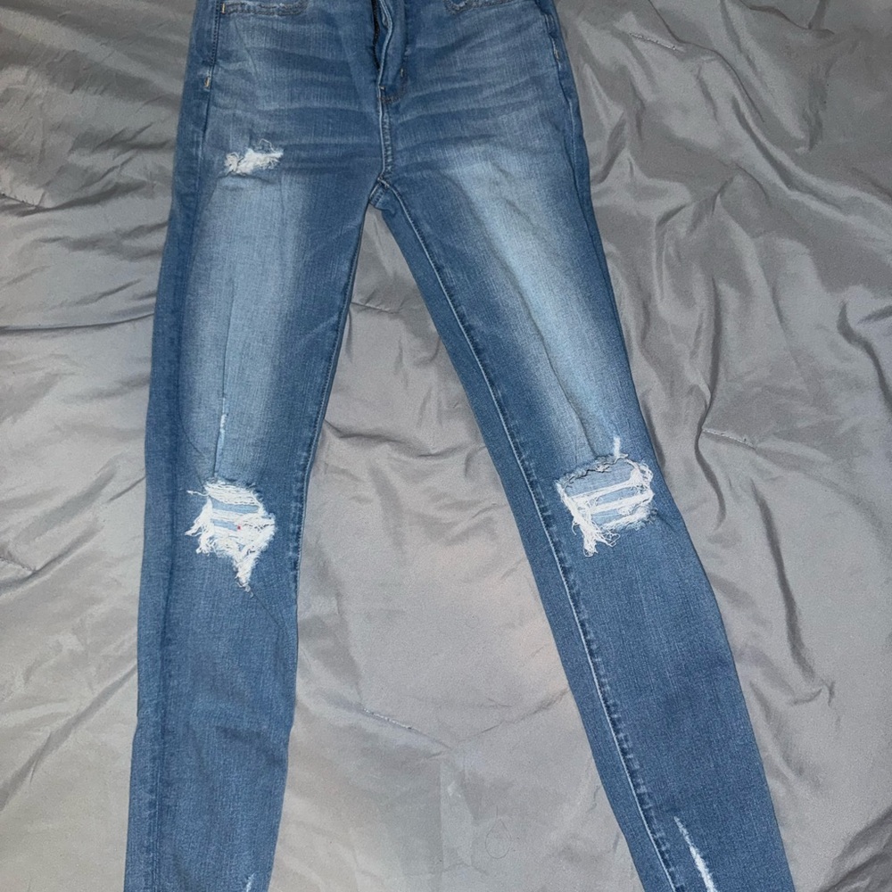 American Eagle Outfitters Ripped Blue Skinny Jeans